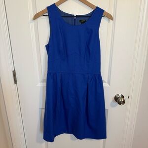 J.Crew Blue Wool Blend Ponte Pleated Seamed Fit‎ Flare Dress Women’s Size 4